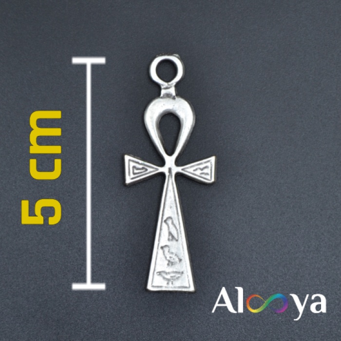 Ankh Anahtarı - Nilin Anahtarı Gümüş Kaplama Örme Zincir Kolye