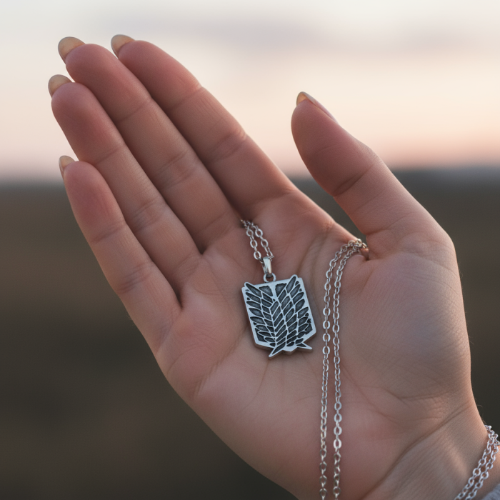 Attack On Titan Anime Gümüş Kaplama Düz Zincir Kolye