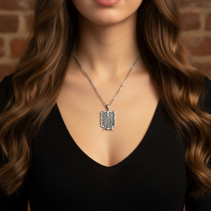 Attack On Titan Anime Gümüş Kaplama Düz Zincir Kolye