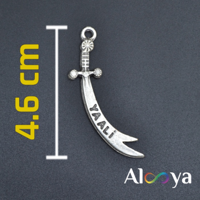 Zülfikar Ya Ali Kılıcı Gümüş Kaplama Kolye Ucu