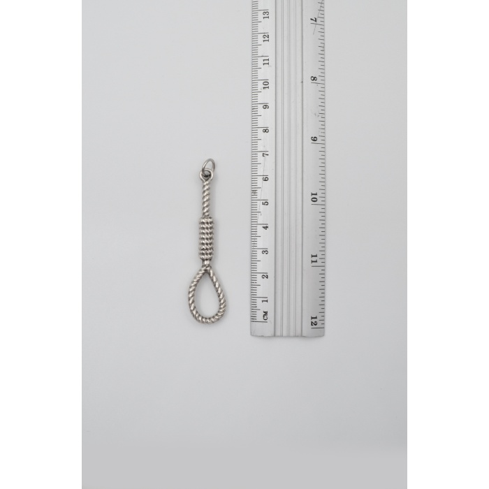 Halat - Urgan - İdam Düğümü Örme Zincir Kolye - Antik Gümüş Kaplama - Kadın Erkek - 60 cm