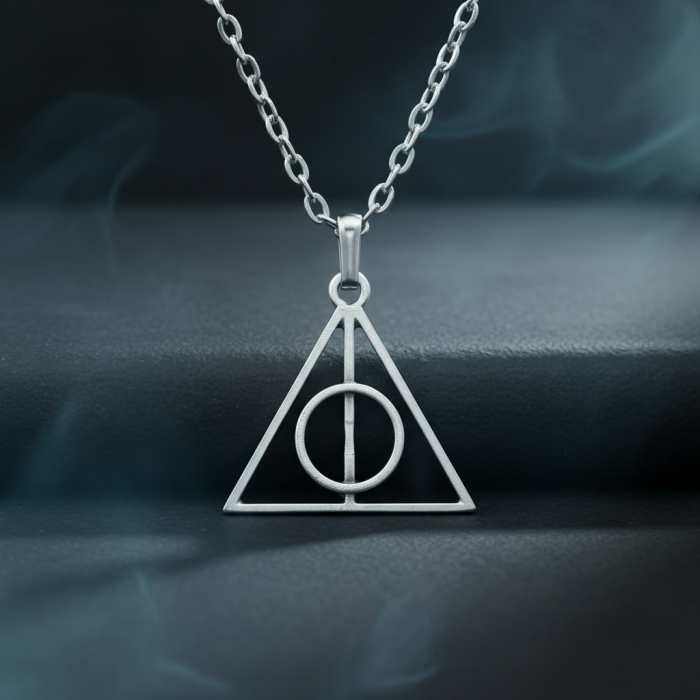 Harry Potter Ölüm Yadigarları Üçgen Gümüş Kaplama Düz Zincir Kolye