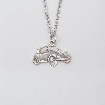 Nostaljik Vosvos Düz Ezme Zincir Kolye - Antik Gümüş Kaplama - Kadın Erkek - 60 cm