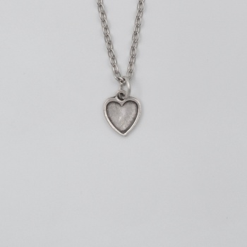 Minimalist Kalp Düz Ezme Zincir Kolye - Antik Gümüş Kaplama - Kadın Erkek - 60 cm