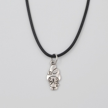 Sanrio My Melody Kolye - Sevimli PU Deri İp Zincirli Unisex Gümüş Kaplama - 60 cm