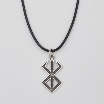 Berserk Manga Marka İşareti Kolye - PU Deri İp Zincirli Unisex Gümüş Kaplama Anime Takı - 60 cm