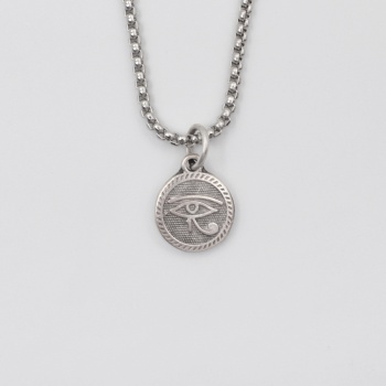 Horusun Gözü Örme Zincir Kolye - Antik Gümüş Kaplama - Kadın Erkek - 60 cm
