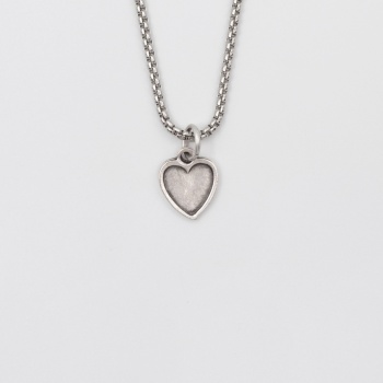 Minimalist Kalp Örme Zincir Kolye - Antik Gümüş Kaplama - Kadın Erkek - 60 cm