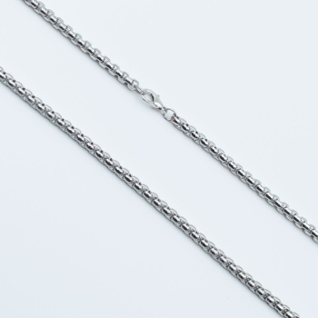 Kalın Gümüş Kaplama Örme Zincir Kolye - Silver Renk