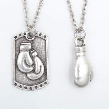 2li Boks Eldiveni - Künye Gümüş Kaplama Kolye Seti