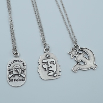 3lü Devrim Che Guevara Orak Çekiç Gümüş Kaplama Kolye Seti