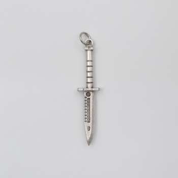 Testere Dişli Taktik Bıçak Kolye Ucu - Antik Gümüş Kaplama - Kadın Erkek