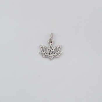 Minimal Om Sembollü Lotus Çiçeği Kolye Ucu - Antik Gümüş Kaplama - Kadın Erkek
