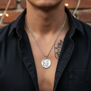 Che Guevara Madalyon Gümüş Kaplama Örme Zincir Kolye