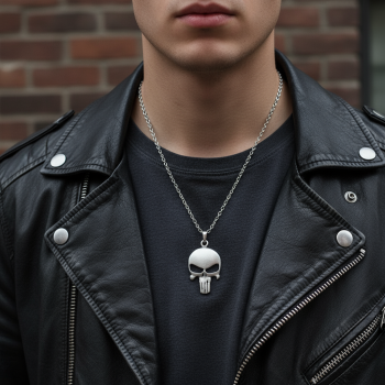 Punisher Cezalandırıcı Gümüş Kaplama Düz Zincir Kolye