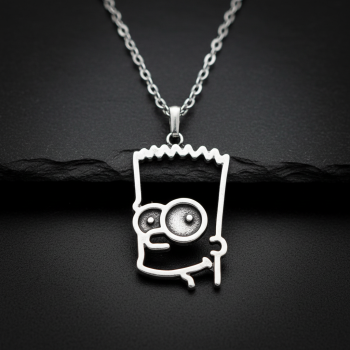 Bart Simpson Gümüş Kaplama Düz Zincir Kolye