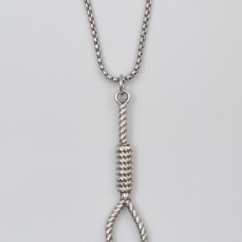 Halat - Urgan - İdam Düğümü Örme Zincir Kolye - Antik Gümüş Kaplama - Kadın Erkek - 60 cm