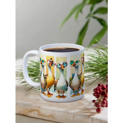 Baskılı Kupa Bardak Seramik Mug - Komik Kuşlar
