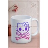 Baskılı Kupa Bardak Seramik Mug - Renkli Kedi Kemik