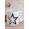 Kupa Bardak Seramik Mug - Gold Siyah Yıldız