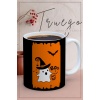Baskılı Kupa Bardak Seramik Mug - Halloween Turuncu Siyah