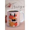 Baskılı Kupa Bardak Seramik Mug - Halloween Kedi ve Balkabağı