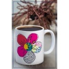 Baskılı Kupa Bardak Seramik Mug - Soyut Çiçek
