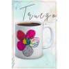 Baskılı Kupa Bardak Seramik Mug - Soyut Çiçek