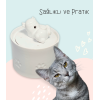 Pati Desen Seramik Kedi Su Sebili Otomatik Su Pınarı Su Çeşmesi 1.9lt