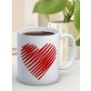 Kupa Bardak Seramik Mug - Çizgi Kırmızı Sevgi Kalp