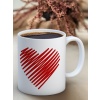 Kupa Bardak Seramik Mug - Çizgi Kırmızı Sevgi Kalp