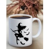 Baskılı Kupa Bardak Seramik Mug - Süpürgeli Cadı