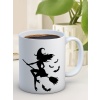 Baskılı Kupa Bardak Seramik Mug - Süpürgeli Cadı