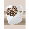 Baskılı Kupa Bardak Seramik Mug - Leopar Kalp