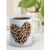 Baskılı Kupa Bardak Seramik Mug - Leopar Kalp