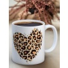 Baskılı Kupa Bardak Seramik Mug - Leopar Kalp