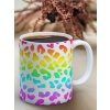 Baskılı Kupa Bardak Seramik Mug - Renkli Leopar Desen