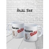 Baskılı Kupa Bardak Seramik Mug - Karım Bilir, Kocam Bilir Set