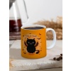 Baskılı Kupa Bardak Seramik Mug - Halloween Kedi