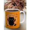 Baskılı Kupa Bardak Seramik Mug - Halloween Kedi