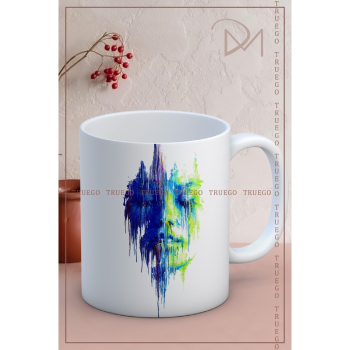 Baskılı Kupa Bardak Seramik Mug -Kadın Tablo