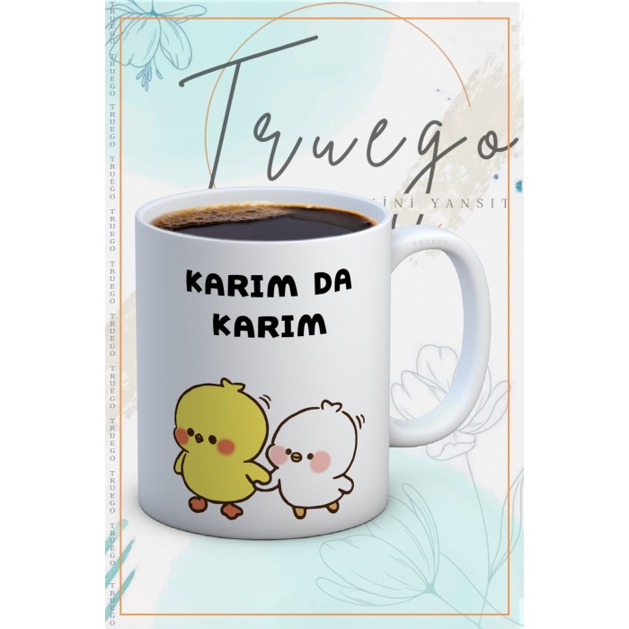 Baskılı Kupa Bardak Seramik Mug - Kocam da Kocam Karım da Karım Set