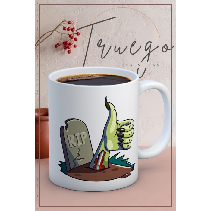 Baskılı Kupa Bardak Seramik Mug - Halloween RIP