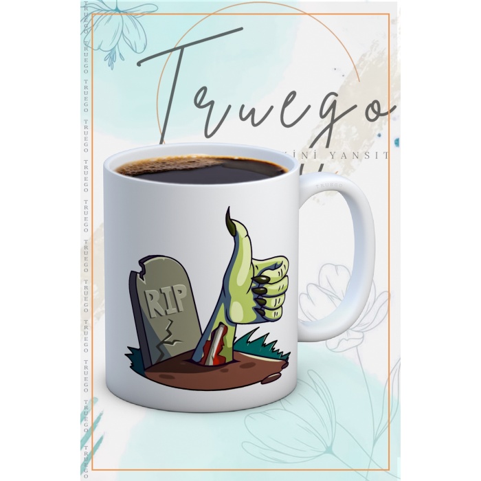 Baskılı Kupa Bardak Seramik Mug - Halloween RIP