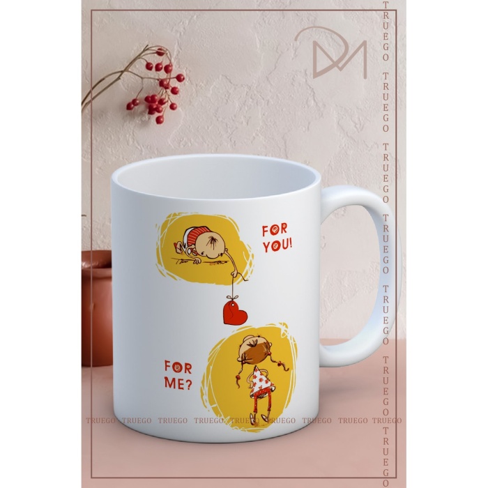 Baskılı Kupa Bardak Seramik Mug - For You, For Me