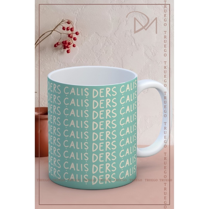 Baskılı Kupa Bardak Seramik Mug - Ders Çalış