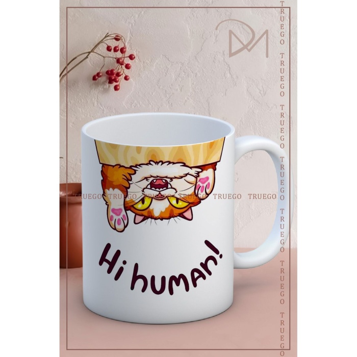 Baskılı Kupa Bardak Seramik Mug - Hi Human