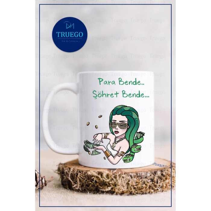 Baskılı Kupa Bardak Seramik Mug - Para Bende.. Şöhret Bende..