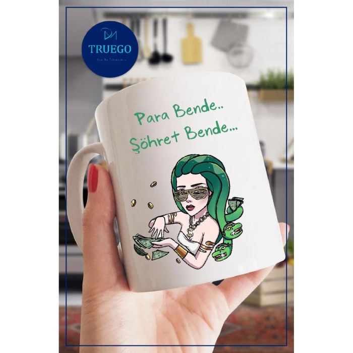 Baskılı Kupa Bardak Seramik Mug - Para Bende.. Şöhret Bende..