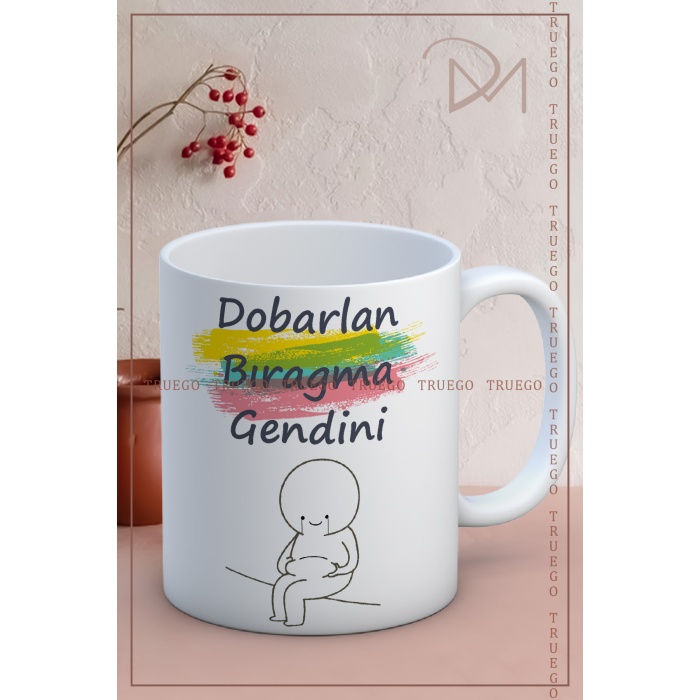 Baskılı Kupa Bardak Seramik Mug - Çizgi Dobarlan Bıragma Gendini